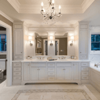 Custom High End White Solid Wood Bathroom Cabinet Vanity