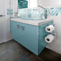 2 Pack High Gloss Blue Modern Design Waterproof Lacquer Small Bathroom Vanities