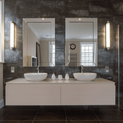 Waterproof Modern Design Lacquer Double Sink Bathroom Vanity