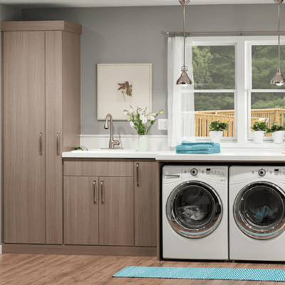 Custom PVC Laminate Melamine Cabinets Laundry Room