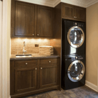 Custom Cherry Solid Wood Small Laundry Room Cabinets